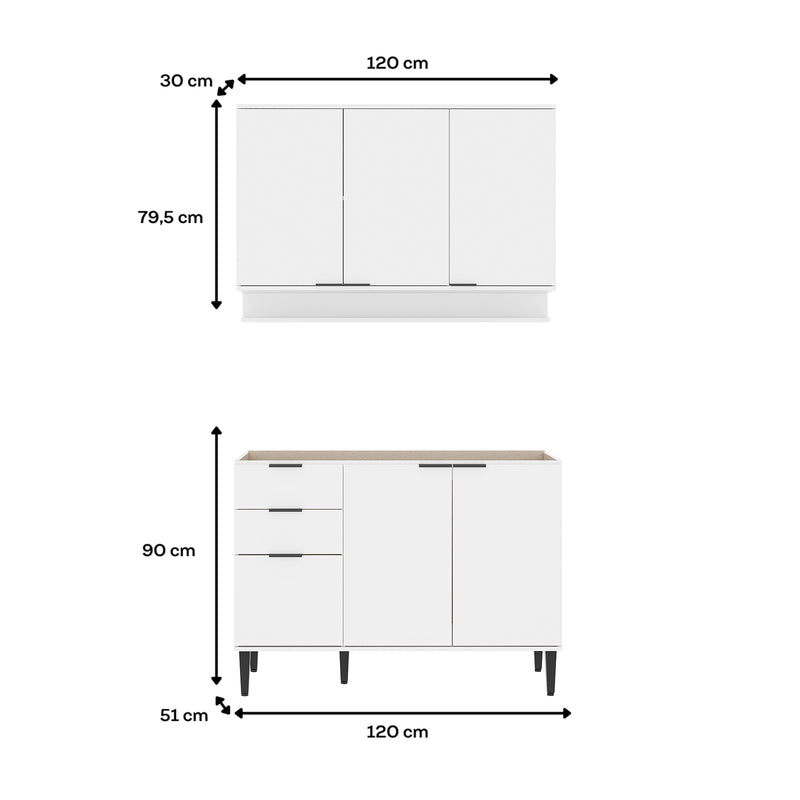 Cocina Integral Alpha Blanco 120x80cm Sin Mesón