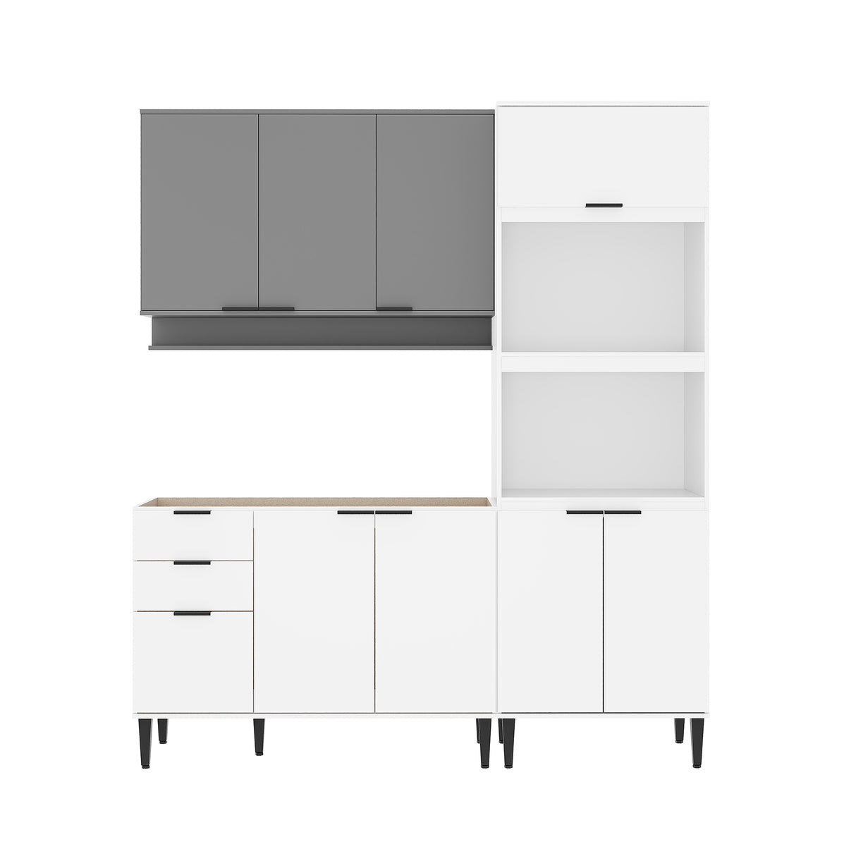 Cocina Integral Alpha Blanco y Gris 120x80cm Sin Mesón Con Alacena Modular - COCINAS | Bylmo