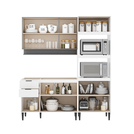 Cocina Integral Alpha Blanco y Gris 120x80cm Sin Mesón Con Alacena Modular - COCINAS | Bylmo