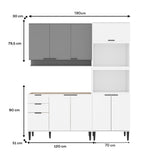 Cocina Integral Alpha Blanco y Gris 120x80cm Sin Mesón Con Alacena Modular - COCINAS | Bylmo