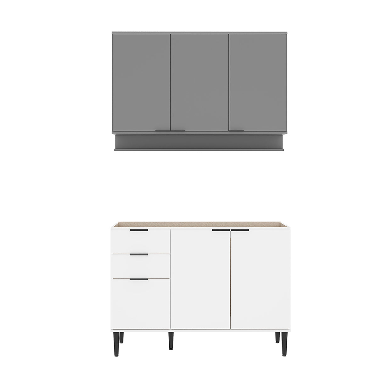 Cocina Integral Alpha Blanco y Gris 120x80cm Sin Mesón - COCINAS | Bylmo