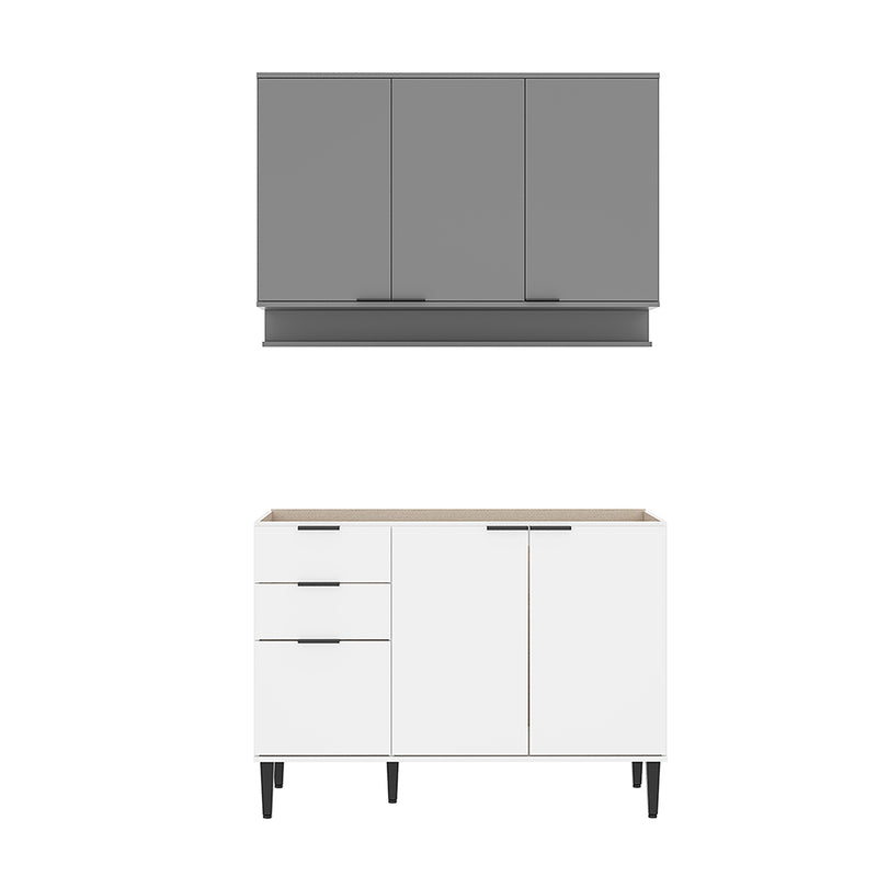 Cocina Integral Alpha Blanco Y Gris 120x80cm Sin Mesón