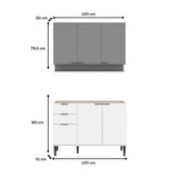 Cocina Integral Alpha Blanco y Gris 120x80cm Sin Mesón - COCINAS | Bylmo