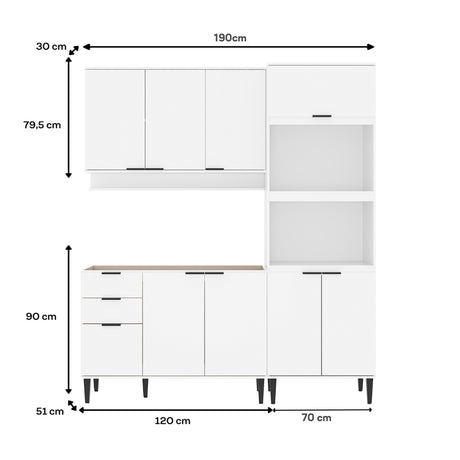 Cocina Integral Alpha Blanco 120x80cm Sin Mesón Con Alacena Modular - COCINAS | Bylmo