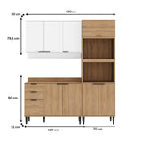 Cocina Integral Alpha Blanco y Freijo 120x80cm Con Mesón y Alacena Freijo Modular - COCINAS | Bylmo