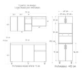 Cocina Integral Rosy Rovere 150x190cm Sin Mesón y Con Alacena - COCINAS | Bylmo