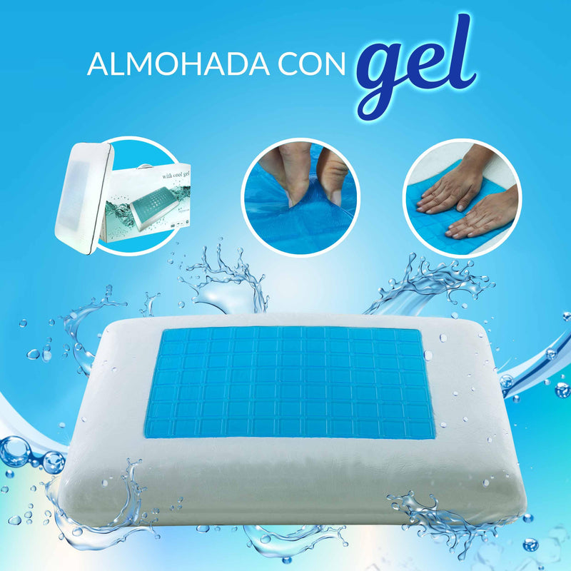 Almohada De Espuma Viscoelastica Y Gel Inteligente 60x12cm Medio Firme