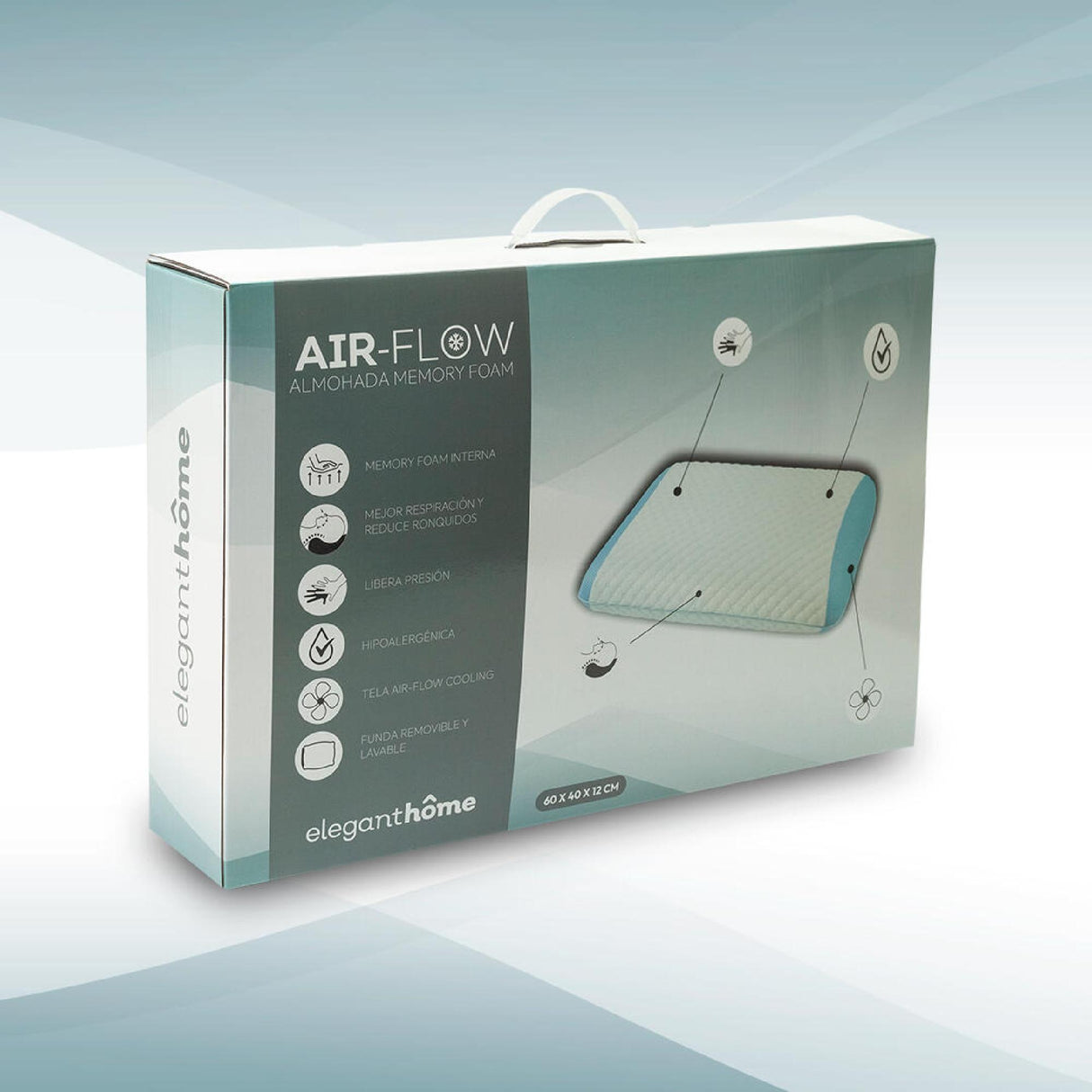 Almohada Air Flow de Espuma Viscoelastica 60x12cm Medio Firme - ALMOHADAS | Bylmo