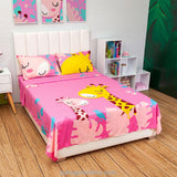 Sábana Infantil Zoo Jirafas Rosado Para Cama Semidoble 120 X 190 Cm - SABANAS | Bylmo
