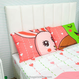 Sábana Infantil Zoo Tortugas y Conejos Rosado y Blanco Para Cama Semidoble 120 X 190 Cm - SABANAS | Bylmo