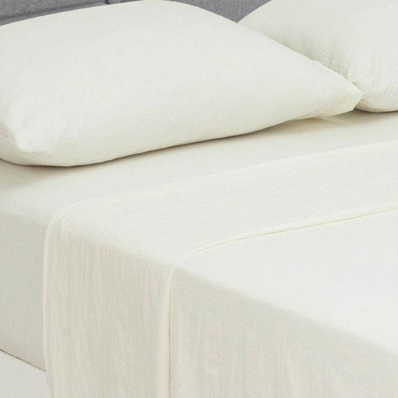 Juego De Sábanas Cotton Sense Fondo Entero Beige Para Cama Semidoble 120 X 190 Cm