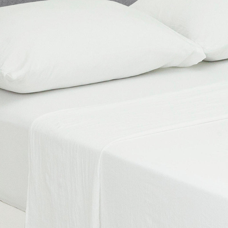 Juego De Sábanas Cotton Sense Fondo Entero Blanco Para Cama Semidoble 120 X 190 Cm