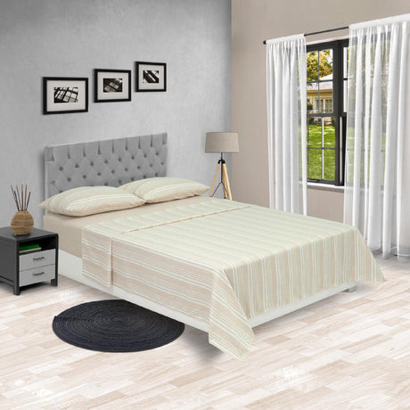 Juego de Sábanas Equilibrio Fondo Entero Beige Para Cama Doble 140 X 190 Cm - SABANAS | Bylmo