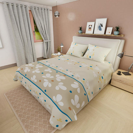 Juego de Sábanas Flores Almendra Para Cama Doble 140 X 190 Cm - SABANAS | Bylmo