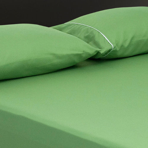 Sábana Ajustable Basic Fondo Entero Verde Limón Para Cama Doble 140 X 190 Cm