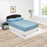 Sábana Ajustable Basic Fondo Entero Azul Claro Para Cama Doble 140 X 190 Cm