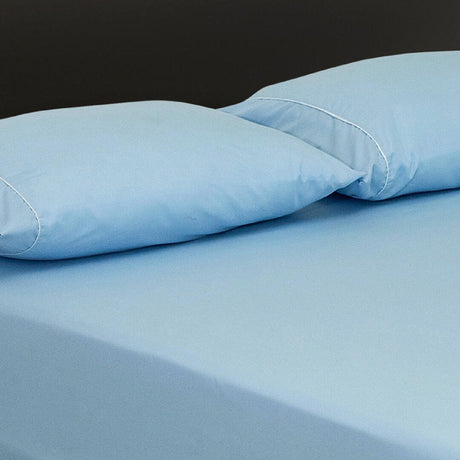 Sábana Ajustable Basic Fondo Entero Azul Claro Para Cama Doble 140 X 190 Cm - SABANAS | Bylmo