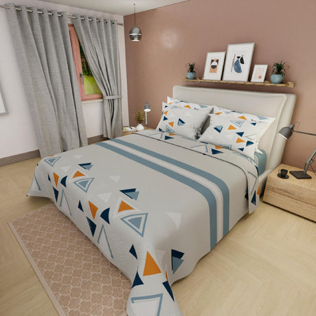 Juego de Sábanas Style Triángulos Gris Para Cama Doble 140 X 190 Cm - SABANAS | Bylmo