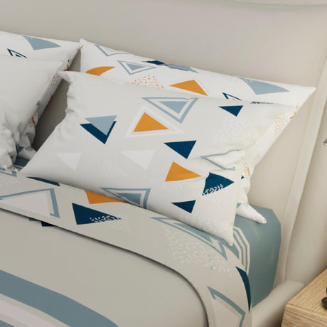 Juego de Sábanas Style Triángulos Gris Para Cama Doble 140 X 190 Cm - SABANAS | Bylmo