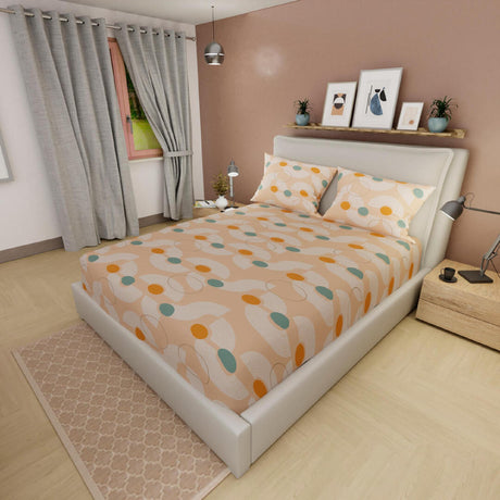 Juego de Sábanas Style Figuras Geométricas Naranja Claro Para Cama Doble 140 X 190 Cm - SABANAS | Bylmo