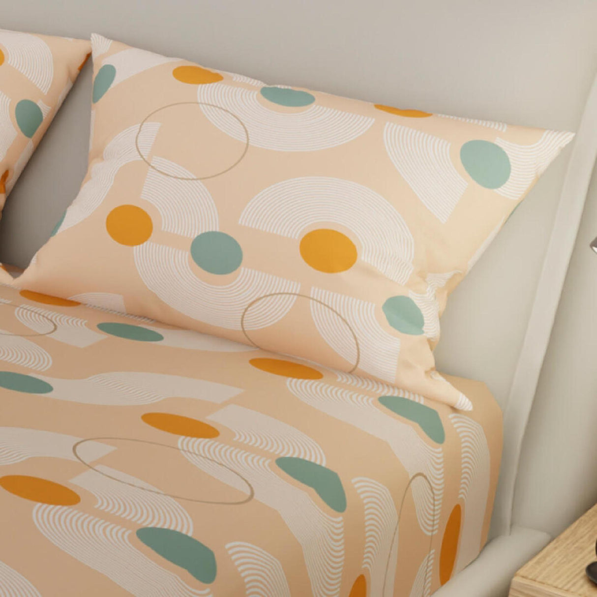 Juego de Sábanas Style Figuras Geométricas Naranja Claro Para Cama Doble 140 X 190 Cm - SABANAS | Bylmo