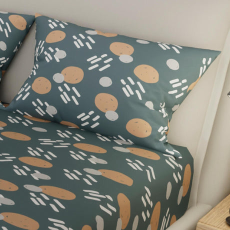 Juego de Sábanas Style Círculos Verde Oscuro Para Cama Doble 140 X 190 Cm - SABANAS | Bylmo