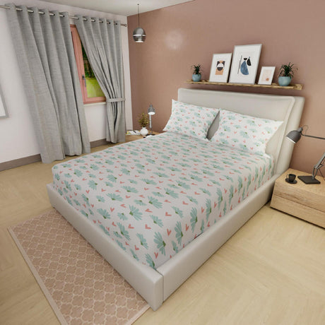 Juego de Sábanas Style Corazones Y Flores Blanco Para Cama Doble 140 X 190 Cm - SABANAS | Bylmo