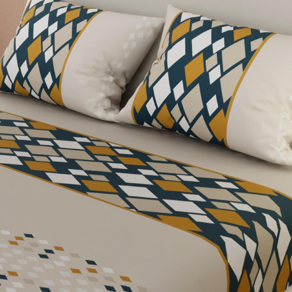 Sábana Ajustable Rombos Gris Claro Para Cama Doble 140 X 190 Cm - SABANAS | Bylmo