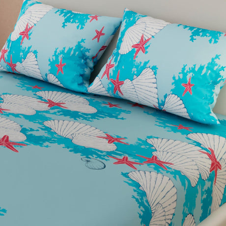 Sábana Ajustable Océano Azul Claro Para Cama Doble 140 X 190 Cm - SABANAS | Bylmo