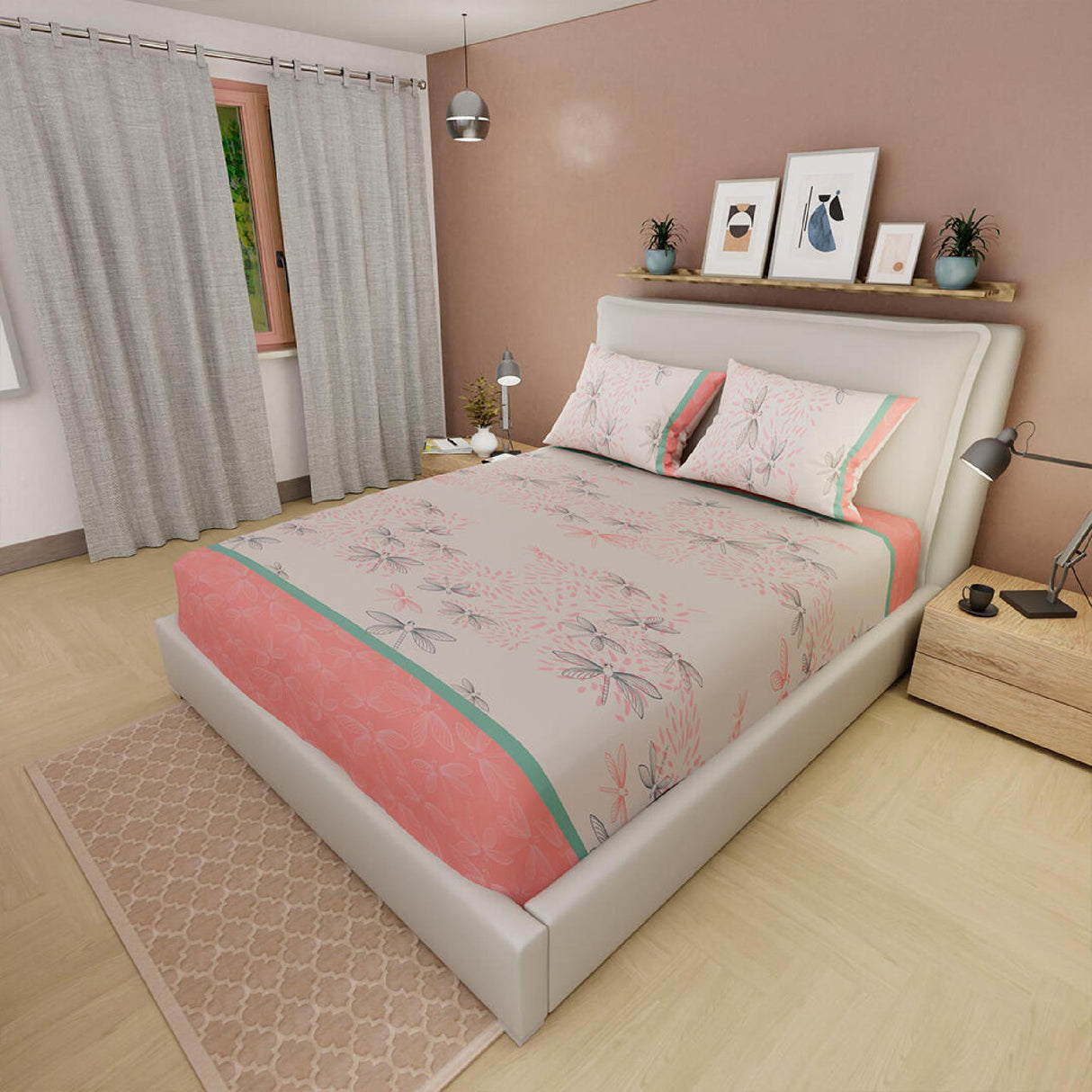 Sábana Ajustable Mariposas Blanco y Rosado Para Cama Doble 140 X 190 Cm - SABANAS | Bylmo