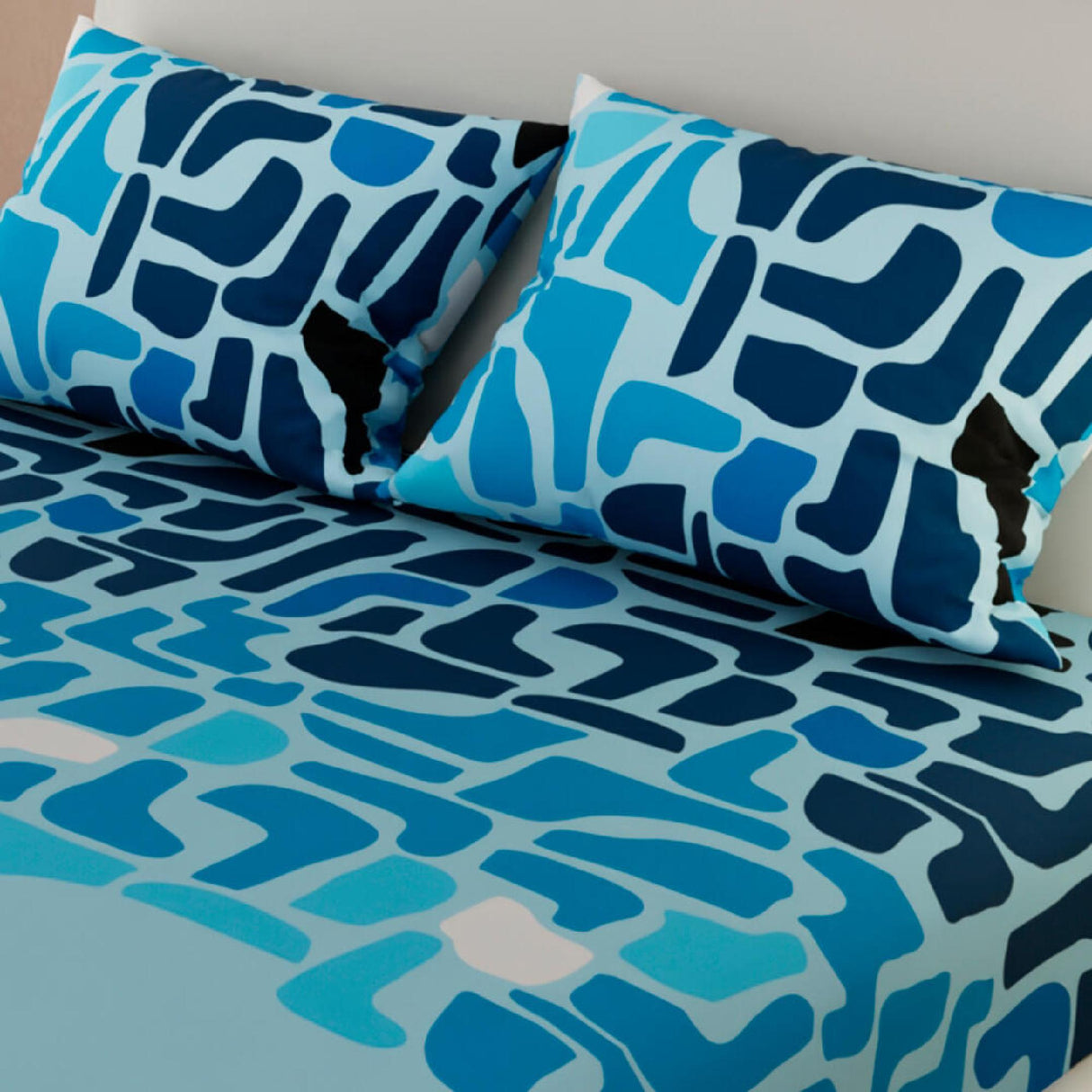Sábana Ajustable Piedras Azul Para Cama Doble 140 X 190 Cm - SABANAS | Bylmo
