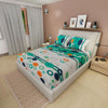 Sábana Ajustable Círculos Verde Aguamarina Y Blanco Para Cama Doble 140 X 190 Cm