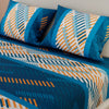 Sábana Ajustable Líneas Azul Y Blanco Para Cama Doble 140 X 190 Cm