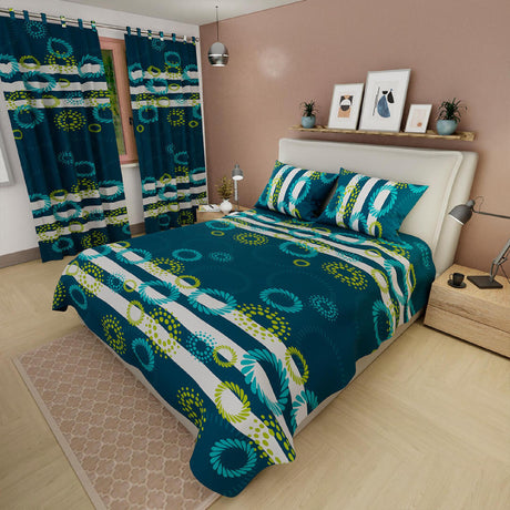 Juego de Sábanas Tropical Azul Oscuro Para Cama Queen 160 X 190 Cm - SABANAS | Bylmo