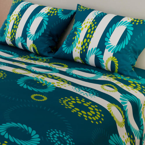 Juego De Sábanas Tropical Azul Oscuro Para Cama Queen 160 X 190 Cm