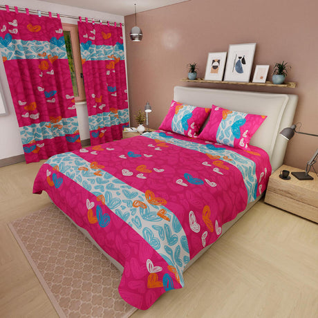 Juego de Sábanas Corazones Fucsia Para Cama Doble 140 X 190 Cm - SABANAS | Bylmo