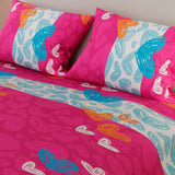 Juego de Sábanas Corazones Fucsia Para Cama Doble 140 X 190 Cm - SABANAS | Bylmo