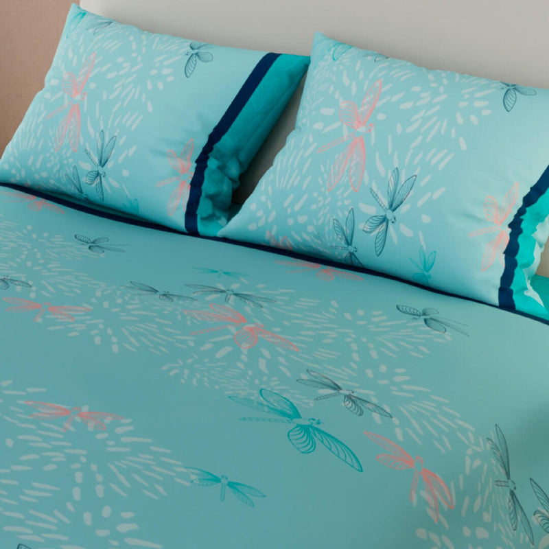 Juego De Sábanas Mariposas Azul Celeste Para Cama Doble 140 X 190 Cm