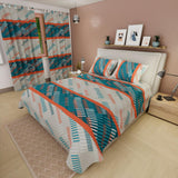 Juego de Sábanas con Cortinas Líneas Blanco Hueso Para Cama Doble 140 X 190 Cm - SABANAS | Bylmo