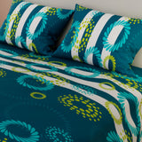 Combo Juego de Sabanas y Cortina Océano Azul Oscuro Para Cama Doble 140 X 190 Cm - SABANAS | Bylmo