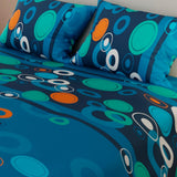 Juego de Sábanas Círculos Azul Para Cama Queen 160 X 190 Cm - SABANAS | Bylmo