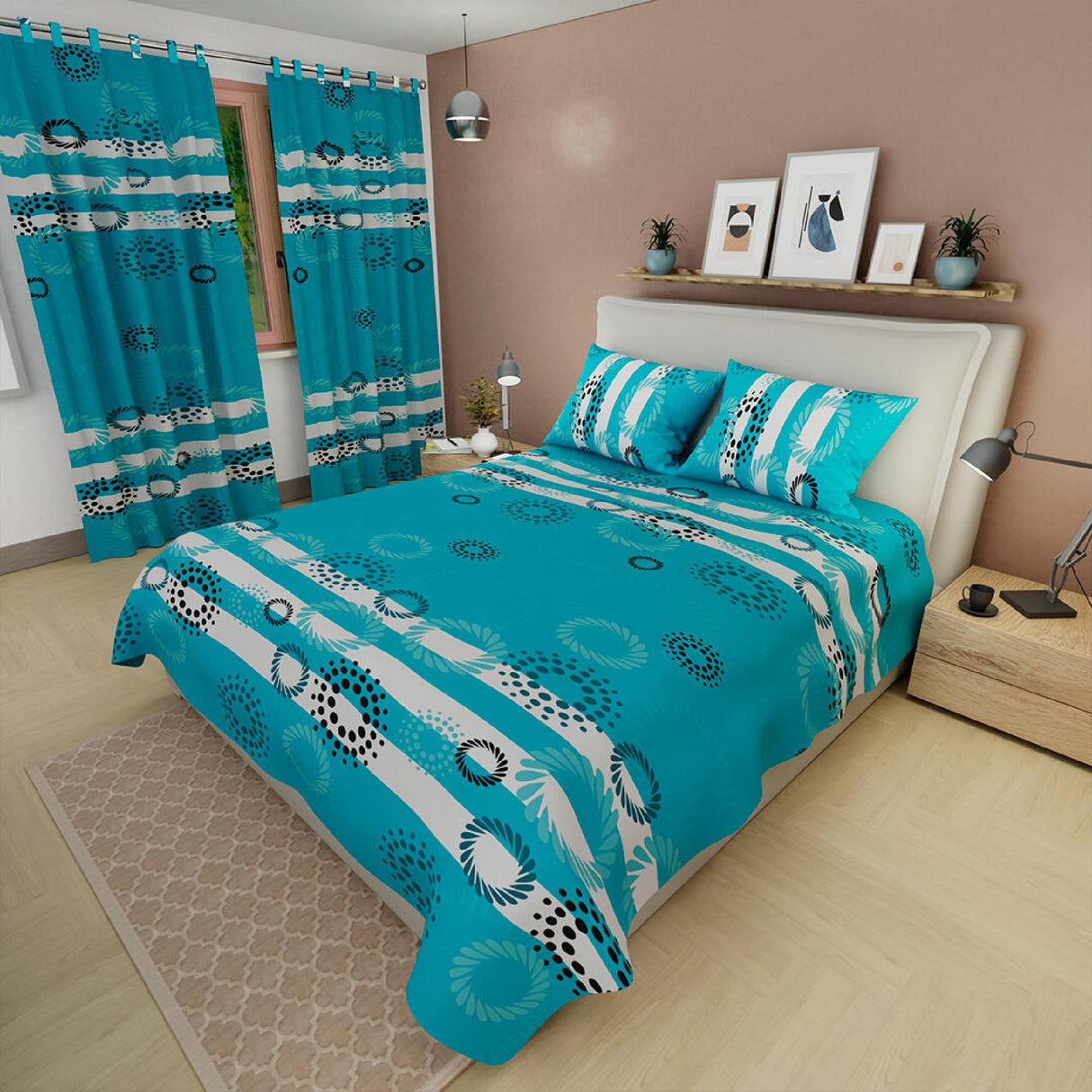 Juego de Sábanas Tropical Azul y Blanco Para Cama Queen 160 X 190 Cm - SABANAS | Bylmo