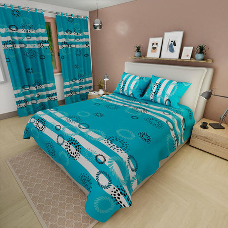 Juego de Sábanas Tropical Azul y Blanco Para Cama Queen 160 X 190 Cm - SABANAS | Bylmo