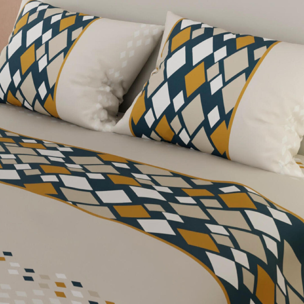 Juego de Sábanas Rombos Gris Claro Para Cama Queen 160 X 190 Cm - SABANAS | Bylmo