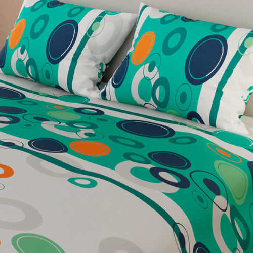 Juego De Sábanas Círculos Verde Aguamarina Y Blanco Para Cama Sencilla 100 X 190 Cm