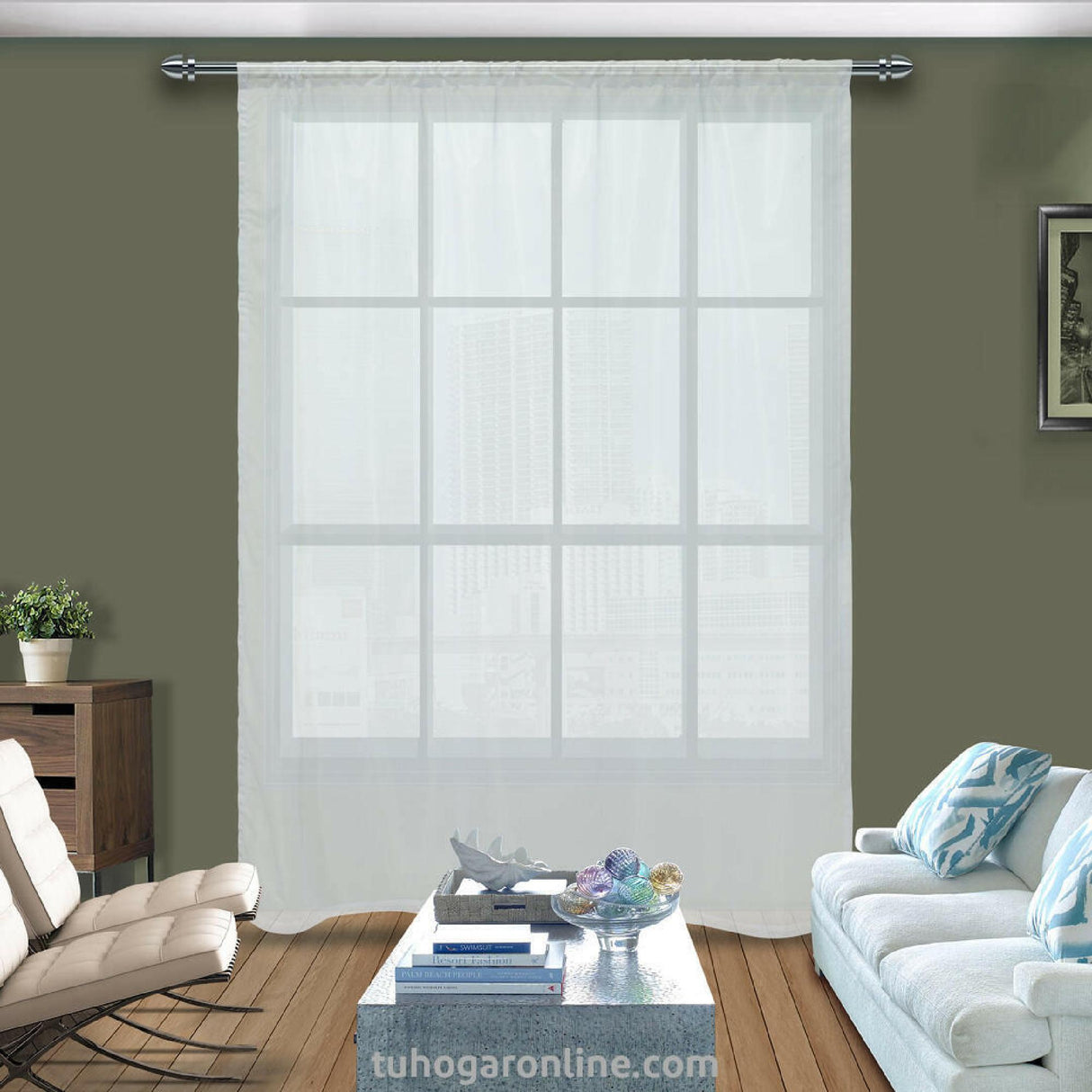 Cortina Velo Fondo Entero Blanco 135x220cm Deslizante Para Tubo - VELOS | Bylmo