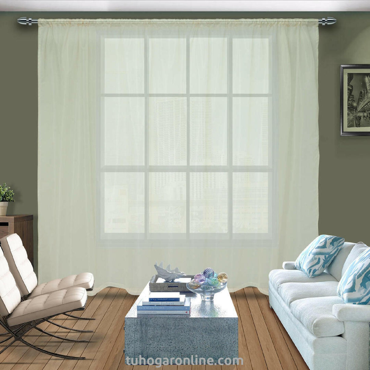 Cortina Velo Fondo Entero Beige 280x220cm Deslizante Para Tubo - VELOS | Bylmo