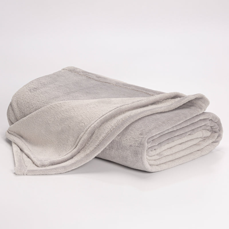 Cobija Térmica Flannel Fleece Gris Claro 115x200cm Fondo Entero Ultrasuave