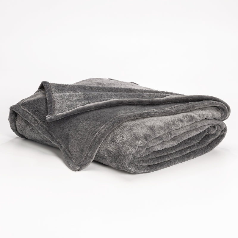 Cobija Térmica Flannel Fleece Gris Oscuro 200x230cm Fondo Entero Ultrasuave