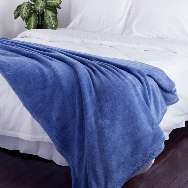 Cobija Térmica Flannel Fleece Azul 115x200cm Fondo Entero Ultrasuave